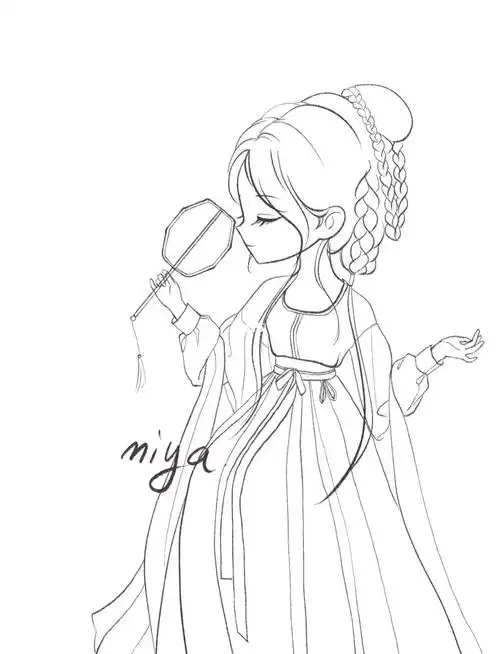 q版古风人物线稿无偿摸鱼