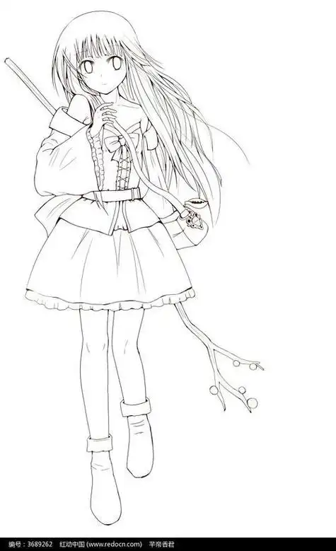 卡通简笔画动漫人物女孩