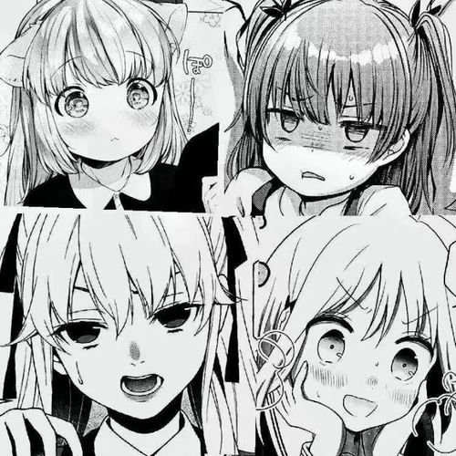 动漫人物头像拼接明日可爱女生宿舍打印海报漫画壁纸a3a4高清黑白