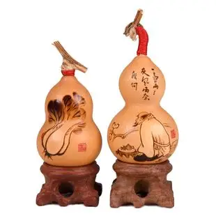 非遗烙画天然精品葫芦手捻文玩小葫芦烙画手捻手把件工艺品