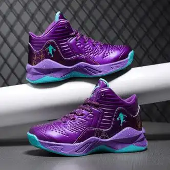 篮球鞋男防滑5毒液战靴6韦德中大童学生aj全城10驭帅15闪击8儿童紫色