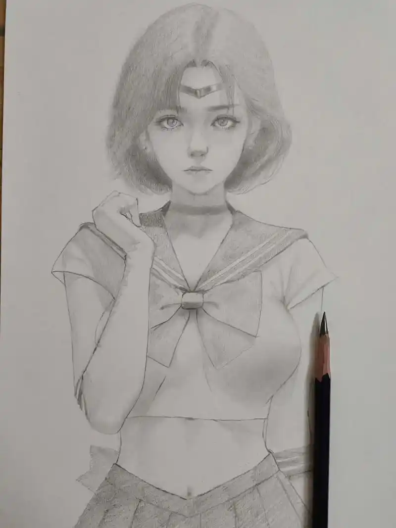 画画 #水野亚美 #美少女战士 #怀旧动漫 #铅笔画 - 抖音