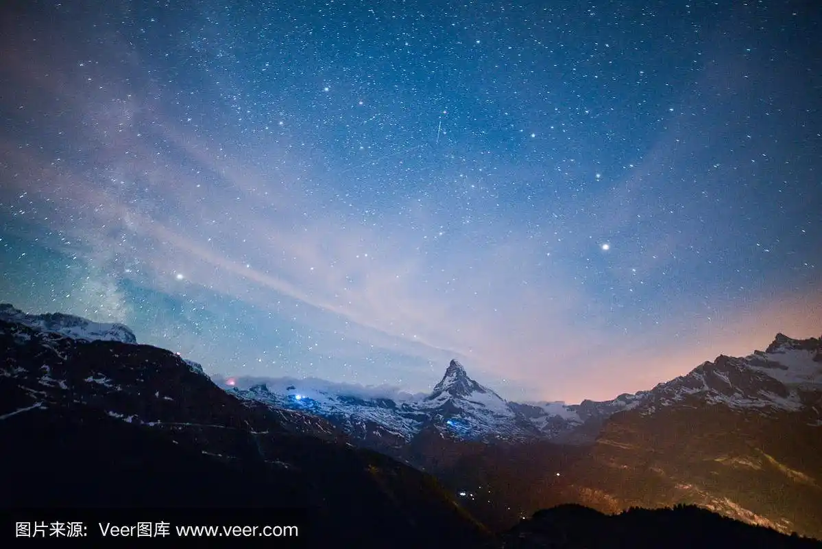 阿尔卑斯山的星空,马特洪峰,策马特,瑞士