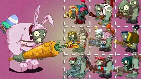 植物大战僵尸:复活节巨兔vs僵尸,僵尸的两个兔耳朵有点萌!