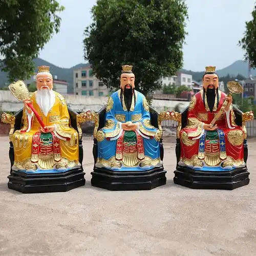 龙椅太上老君佛像 树脂道教三清 供奉三清道祖 带背光三清神像