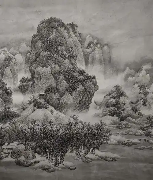 国画临摹雪景寒林图