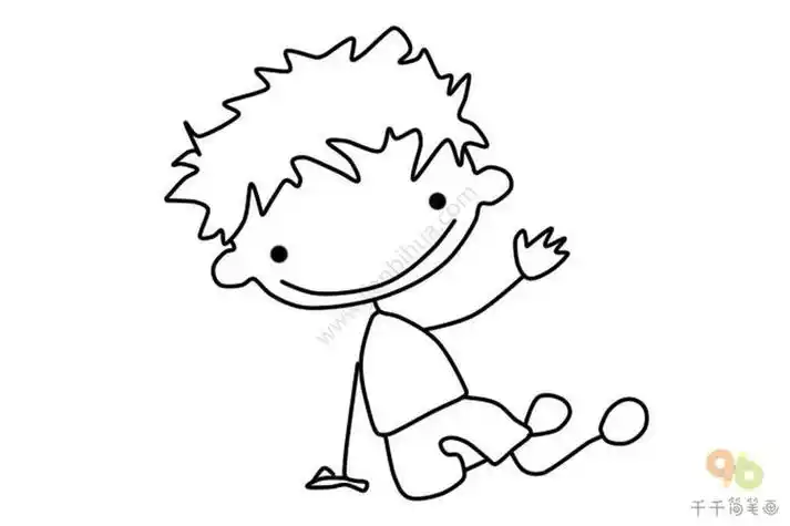 男孩子坐着简笔画