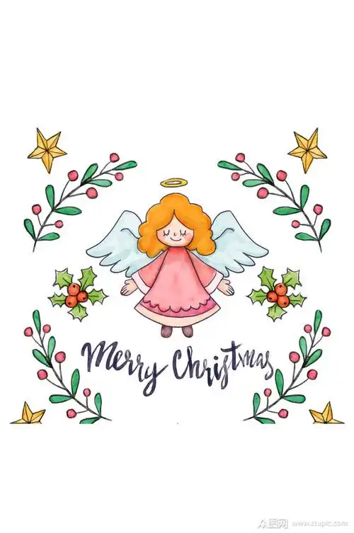 可爱金发圣诞天使矢量素材