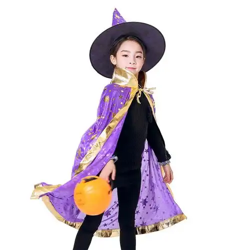 万圣节儿童魔法师披风演出演出服服装女巫cosplay装扮儿童演出服