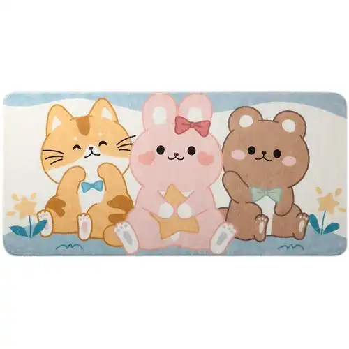 卧室地毯可爱卡通少女床边毯可机长方形加厚绒面地毯