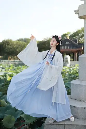 玦尘同款男士汉服蓝色武侠古装白色侠客服飘逸仙侠剑客服已售6￥263