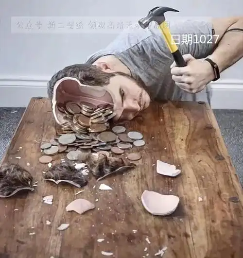 打碎存钱罐脑子里的钱砸开图片背景图壁纸抖音热门朋友圈封面