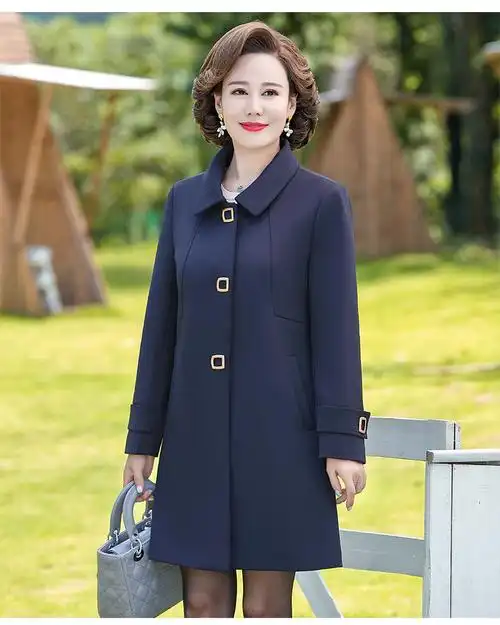 碧晴天轻奢高档女装妈妈秋秋装风衣中长款洋气外套中老年阔太太大衣