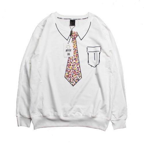 赌侠赌圣周星驰同款卫衣个性彩色领带学生百搭宽松圆领卫衣加绒潮