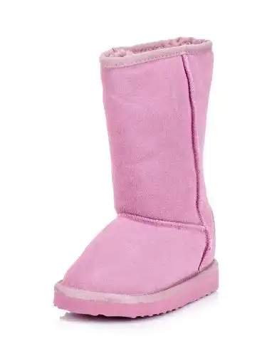 少女长款粉色雪地靴