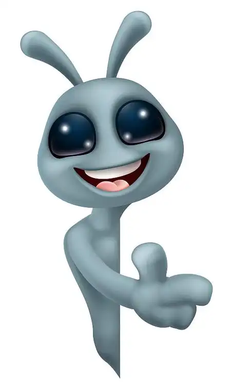 可爱的绿色外星人角色,水彩风格,背景为白色