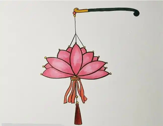 元宵节莲花灯简笔画元宵节荷花灯简笔画古风荷花灯简笔画教程莲花灯简