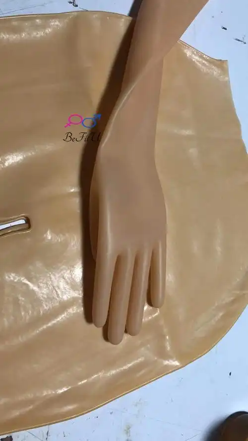 包邮乳胶女款纤细紧身超长手套手指女版60cm手套