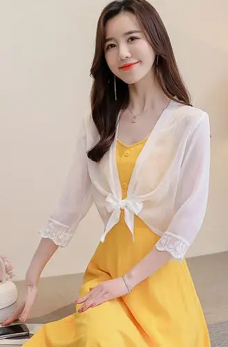 披肩外套女2020夏季新款小坎肩百搭雪纺防晒衣薄短款外搭开衫