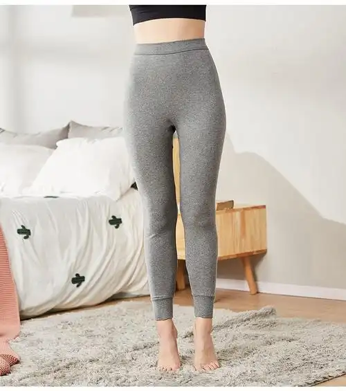 南极人秋裤女棉毛裤纯棉薄款大码女士舒适保暖裤青年线裤全棉毛裤黑色