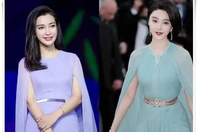 当李冰冰和范冰冰同穿披肩裙,网友:"蜡像脸"和女神脸一目了然