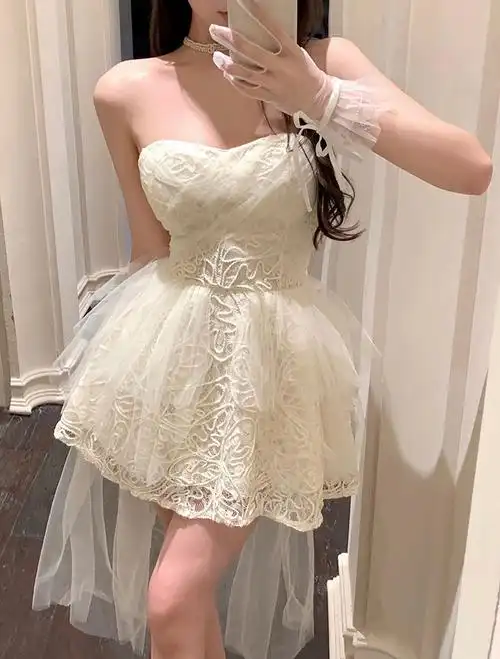 夏季新款高级感芭蕾风连衣裙女网纱吊带蓬蓬公主裙生日小礼服裙子