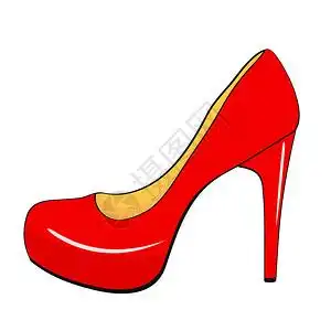 女唱歌以卡通风格制作的红色时尚高跟鞋女股票矢量插图插画