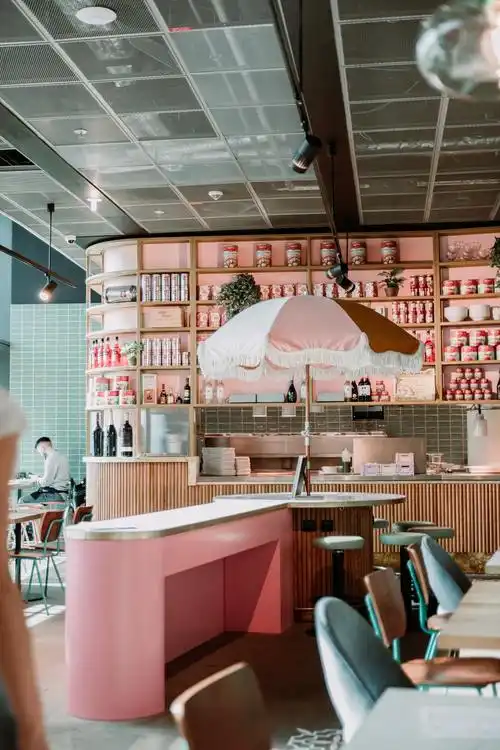 粉色吧台效果图甜品店装饰图片