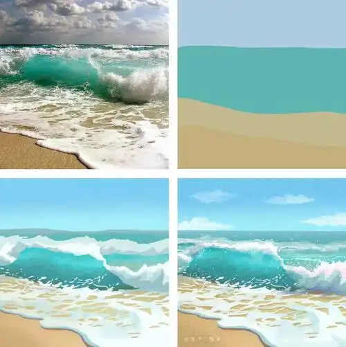 色彩速涂day36海浪