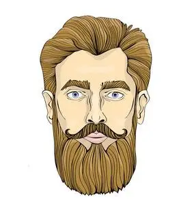 大胡子矢量大胡子男人的脸.矢量肖像插画,白色背景上孤立照片