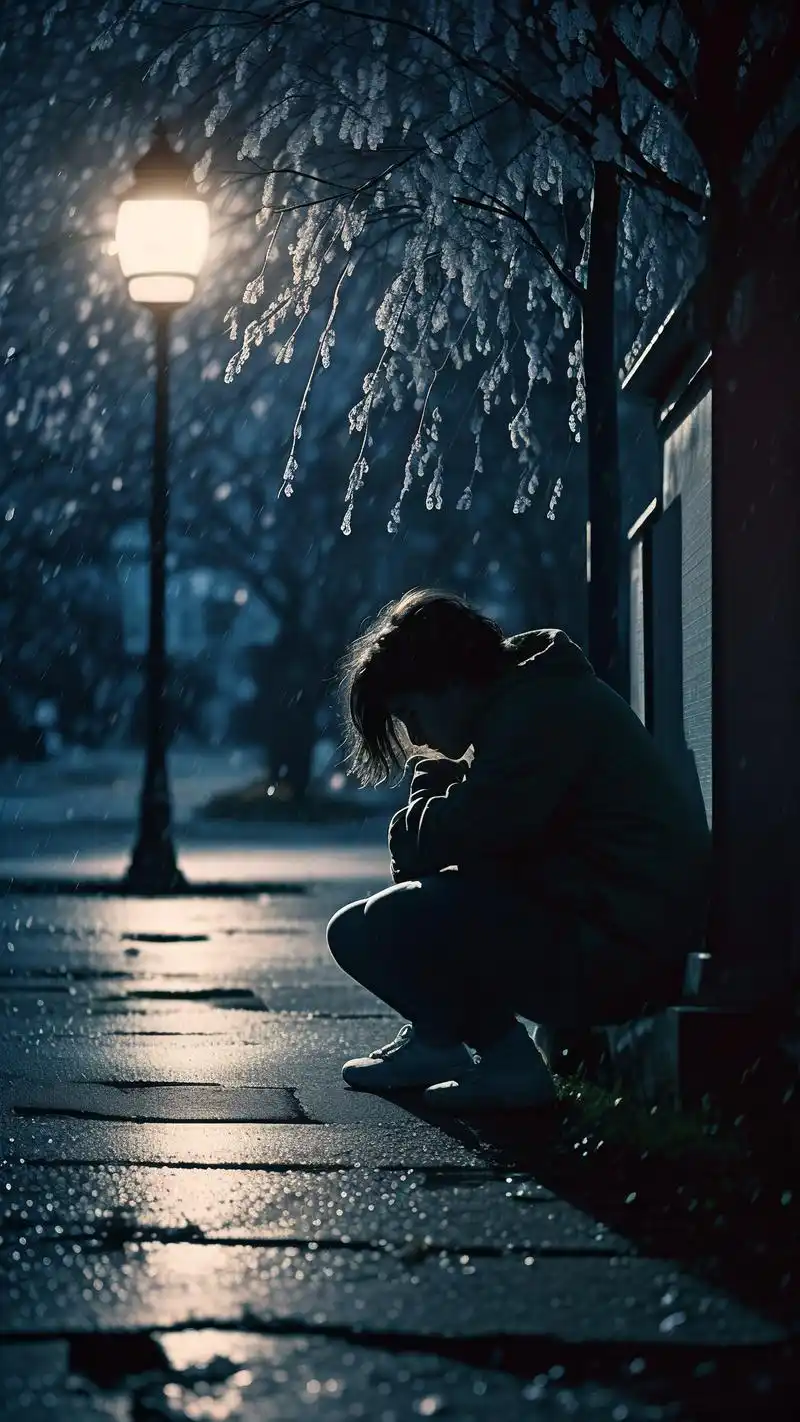 91夜晚路灯下的伤感壁纸92 在寂静的夜晚,路灯下独自漫步,那份