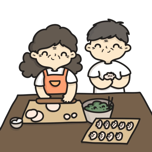 简笔画立冬中国传统风俗包饺子