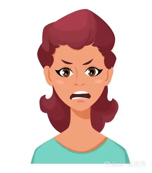 女性的情感.有吸引力的卡通人物.孤立在白色背景上的矢量图