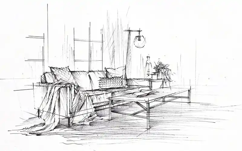 【马克笔手绘】室内篇(二)沙发单体组合线稿教程