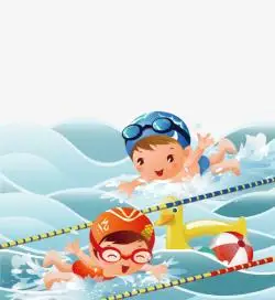 比赛插画卡通手绘儿童游泳比赛插画高清图片