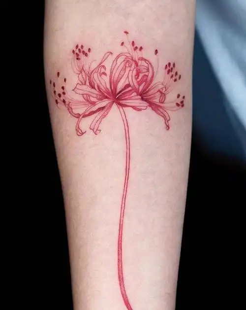 彼岸花纹身图片_手臂水墨纹身图案