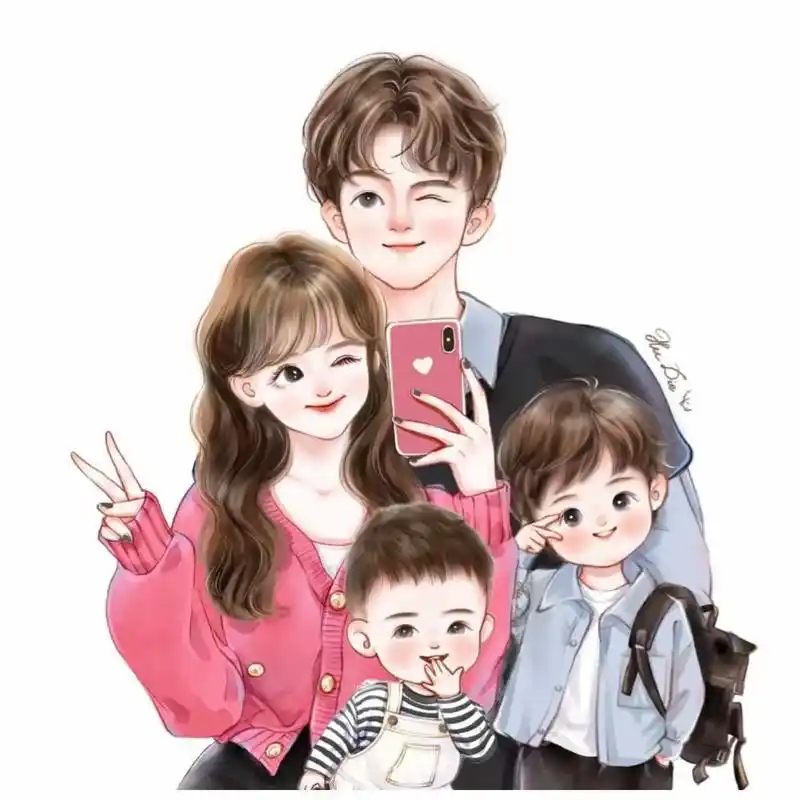 全家福卡通头像 #亲子头像  - 抖音
