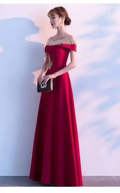 优雅长款晚礼服女女士跨年一体连身裙子女式连体裙儿冬装黑色9911xxl