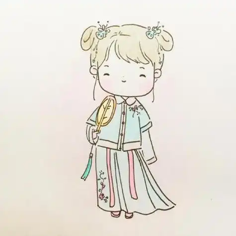 古代美女简笔画画法可爱汉服小姐姐卡通简笔画超可爱古风小姑娘简笔画