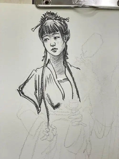 汉服小姐姐双人组合作画步骤