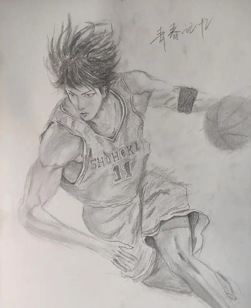 非美术生,纯爱好流川枫素描#最喜欢的二次元人物