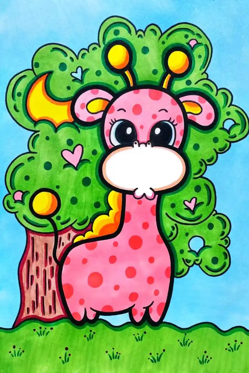 儿童画绘画创意画教师范画儿童画涂色卡#一起学画画 #绘画 # - 抖音