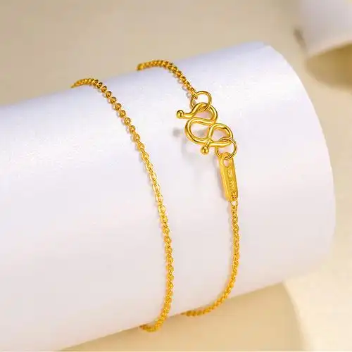 黄金项链女吊坠足金o字项链细款金链子锁骨链结婚黄金首饰品七夕情人