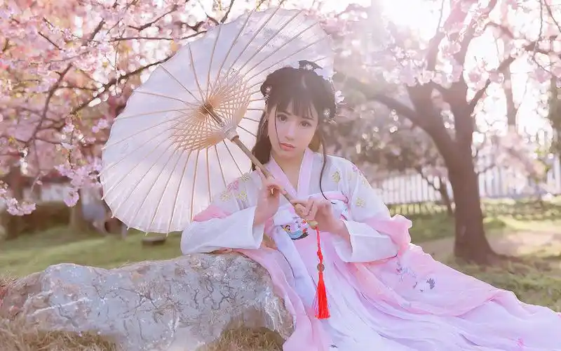 唯美古风少女粉色汉服高清壁纸高清大图预览1920x1200_美女壁纸下载_