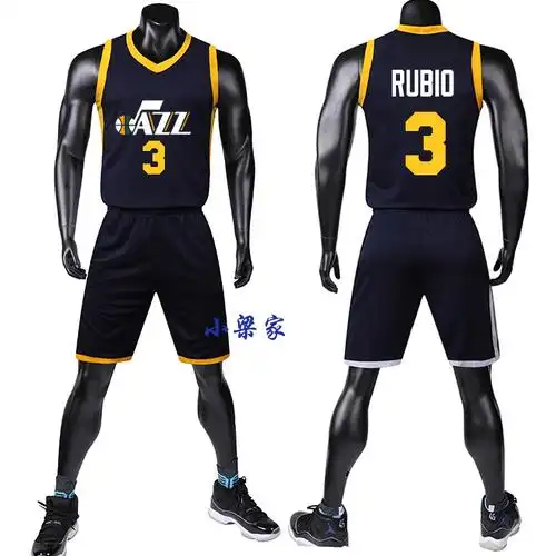 犹他爵士队3号套装篮球27号戈贝尔城市新球衣45号米切尔篮球服