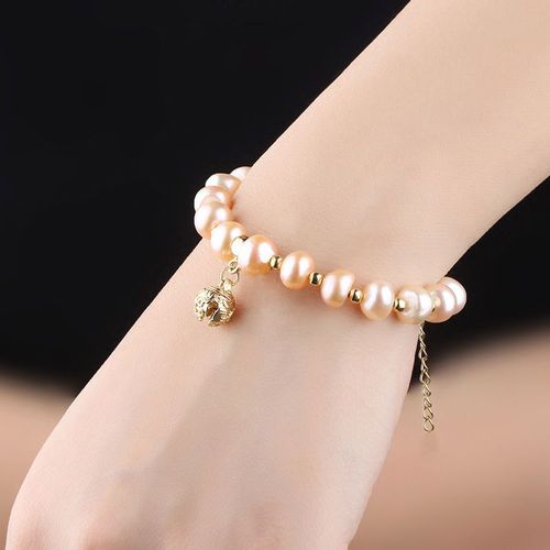 复古珍珠手链纯天然真品手串中国风铃铛手绳手钏可调节气质女古风
