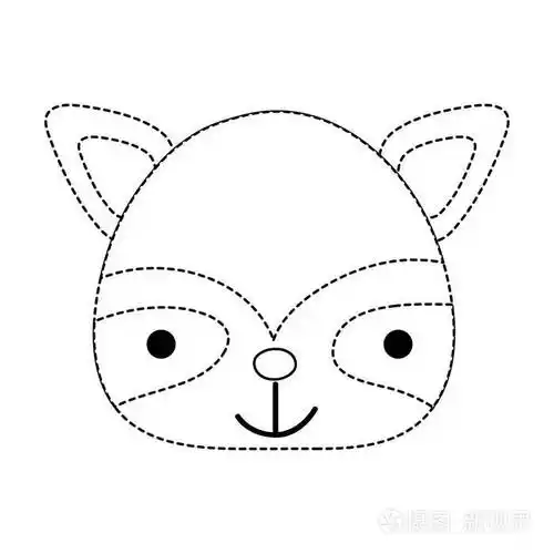 虚线形状快乐浣熊头野生动物矢量插图插画-正版商用图片18uog2-摄图新