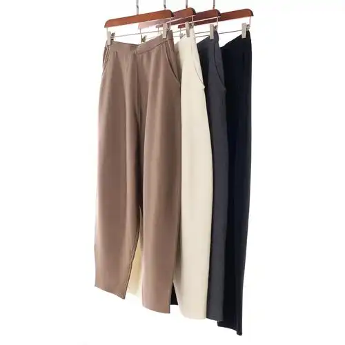 秋冬新款德国扬子精纺美丽奴羊毛 阔腿章鱼针织裤 羊毛裤 厚实