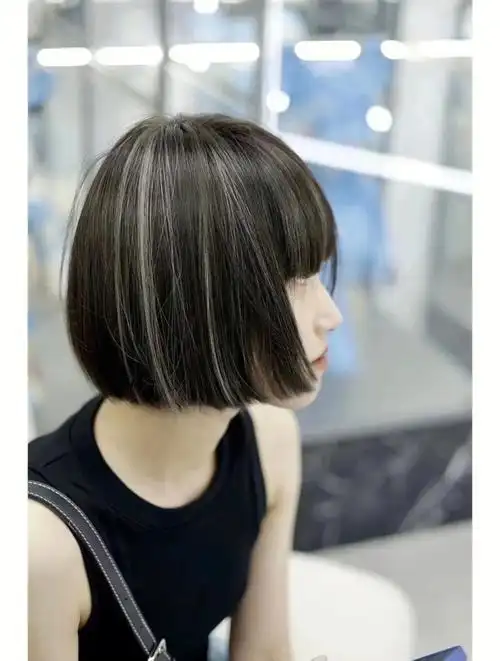 一刀切双色染挑染