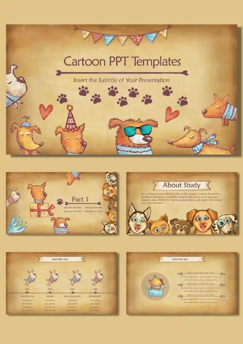 【81】可爱狗狗|卡通风格ppt模板.98可爱的卡通形象带来 - 抖音